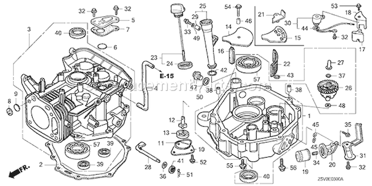 Page F Diagram and Parts List for GXV390UT1 Type DFWT - VIN# GJADT-1000001 Honda Engine