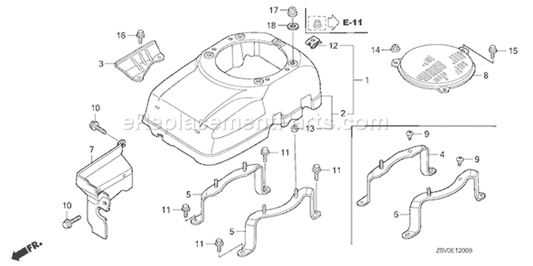 Page H Diagram and Parts List for GXV390UT1 Type DFWT - VIN# GJADT-1000001 Honda Engine