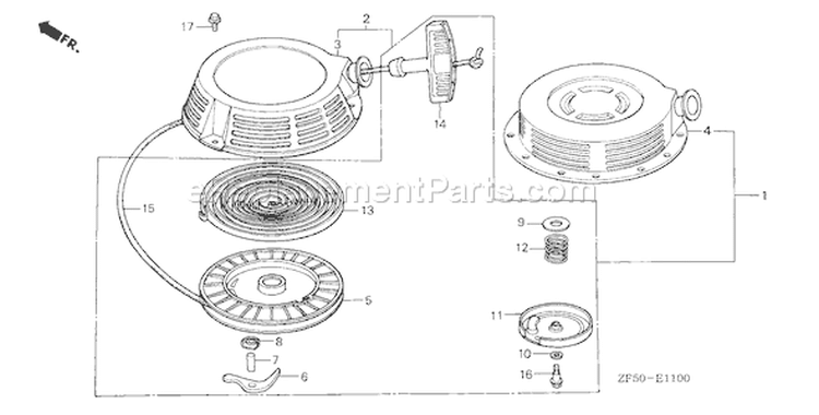 Page O Diagram and Parts List for GXV390 Type DAET - VIN# GJAA-1000001-2063521 Honda Engine