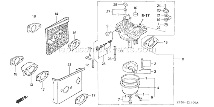 Page C Diagram and Parts List for GXV390 Type DAET - VIN# GJAA-1000001-2063521 Honda Engine