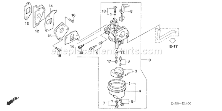 Page C Diagram and Parts List for GXV50U Type SAR - VIN# GJAAK-1000001 Honda Engine