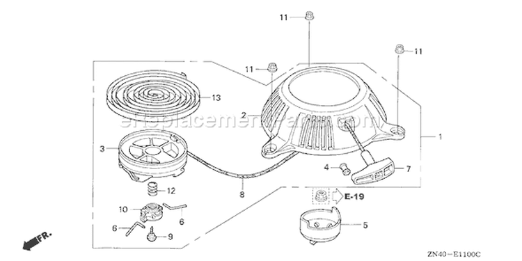 Page O Diagram and Parts List for GXV50 Type SAA - VIN# GJAG-1100001-1199999 Honda Engine