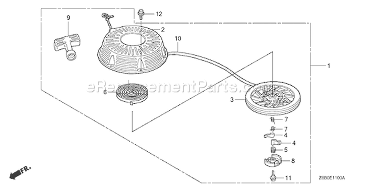 Page O Diagram and Parts List for GXV530R Type QRA4 - VIN# GJAEK-1000001 Honda Engine