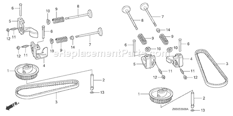 Page A Diagram and Parts List for GXV530R Type DXA2 - VIN# GJAEK-1000001 Honda Engine