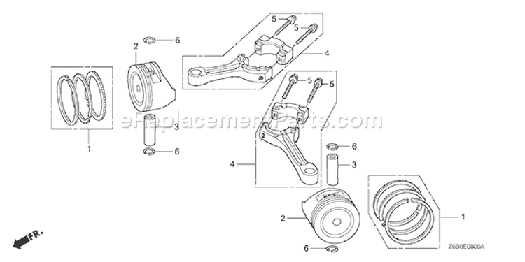 Page O Diagram and Parts List for GXV530R Type DXA2 - VIN# GJAEK-1000001 Honda Engine