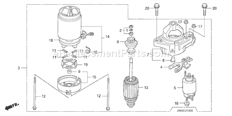 Page Q Diagram and Parts List for GXV530R Type DXA2 - VIN# GJAEK-1000001 Honda Engine