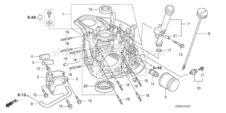 Page D Diagram and Parts List for GXV530R Type DXA2 - VIN# GJAEK-1000001 Honda Engine