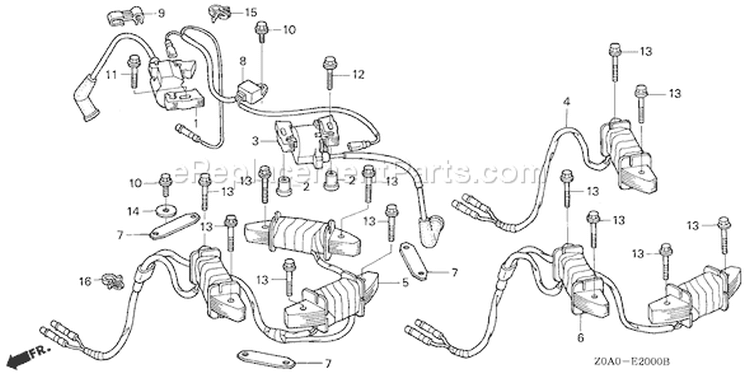 Page J Diagram and Parts List for GCV530 Type QXA4 - VIN# GJAMM-1000001-9999999 Honda Engine