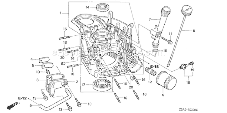 Page D Diagram and Parts List for GCV530 Type QXA4 - VIN# GJAMM-1000001-9999999 Honda Engine