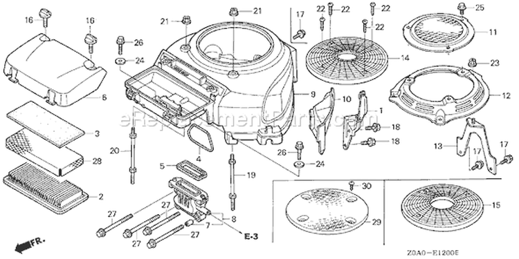 Page G Diagram and Parts List for GCV530 Type QXA4 - VIN# GJAMM-1000001-9999999 Honda Engine
