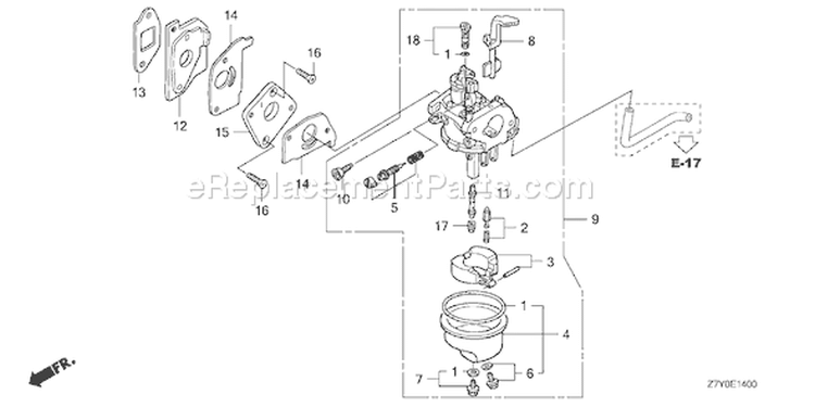 Page C Diagram and Parts List for GXV57U Type N7E1 - VIN# GJAJK-1000001 Honda Engine