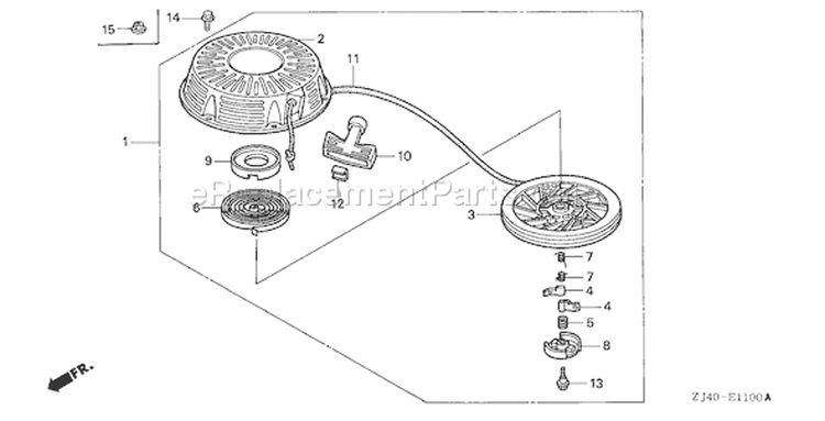 Page P Diagram and Parts List for GXV610 Type QWD - VIN# GJAC-1000001-1014874 Honda Engine