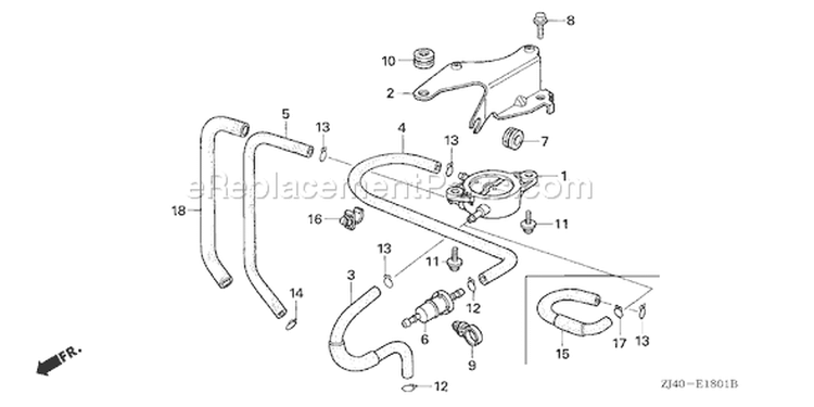 Page J Diagram and Parts List for GXV610K1 Type QAFA - VIN# GJAC-2020001-9999999 Honda Engine