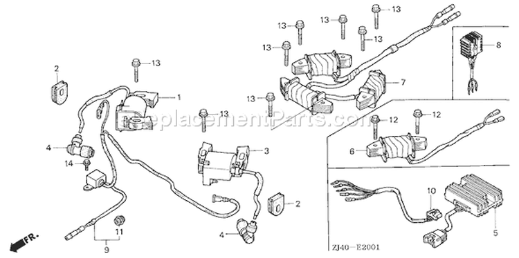 Page K Diagram and Parts List for GXV610K1 Type QAFA - VIN# GJAC-2020001-9999999 Honda Engine