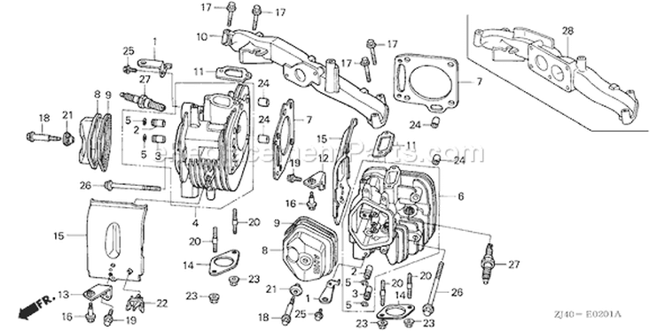 Page G Diagram and Parts List for GXV610K1 Type QAFA - VIN# GJAC-2020001-9999999 Honda Engine