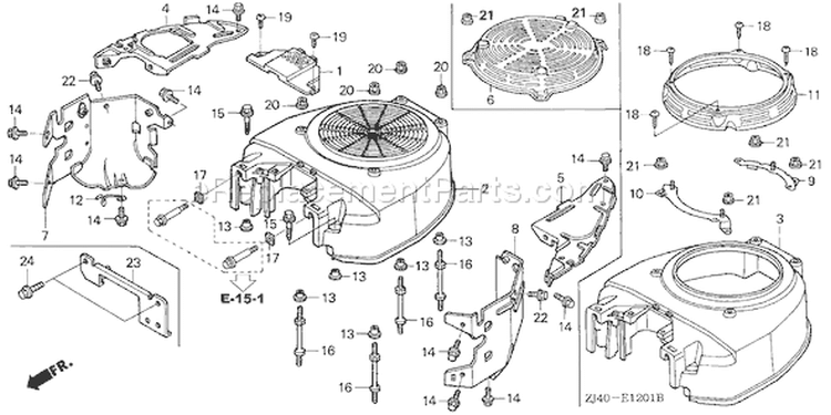 Page H Diagram and Parts List for GXV610K1 Type QAFA - VIN# GJAC-2020001-9999999 Honda Engine