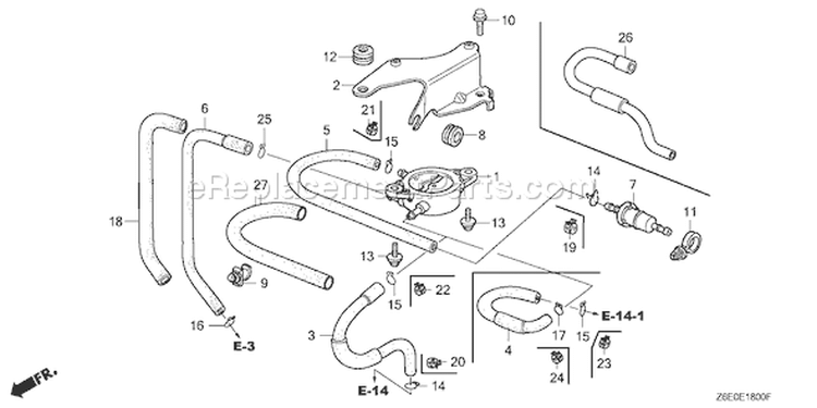 Page J Diagram and Parts List for GXV620R1 Type TAE2 - VIN# GJAGK-1000001 Honda Engine