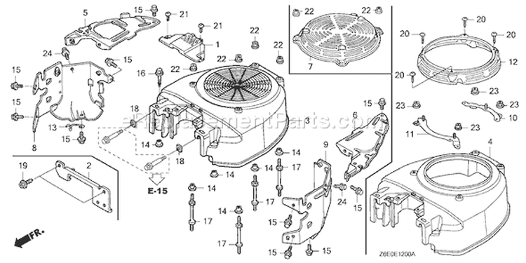 Page H Diagram and Parts List for GXV620R1 Type TAE2 - VIN# GJAGK-1000001 Honda Engine