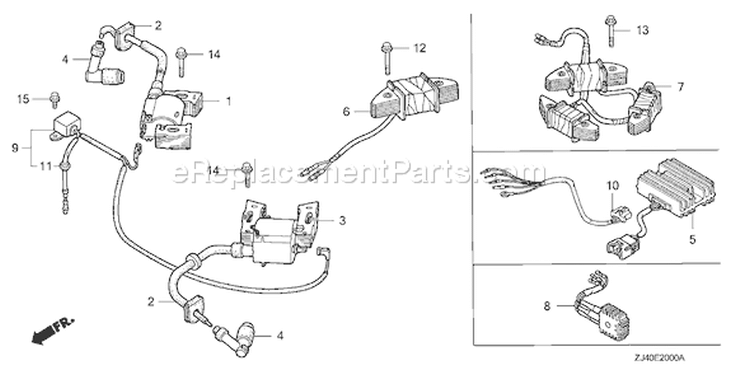 Page K Diagram and Parts List for GXV610 Type QAF - VIN# GJAC-1000001-1999999 Honda Engine