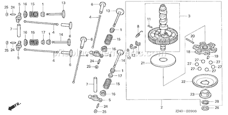 Page B Diagram and Parts List for GXV610 Type QAF - VIN# GJAC-1000001-1999999 Honda Engine
