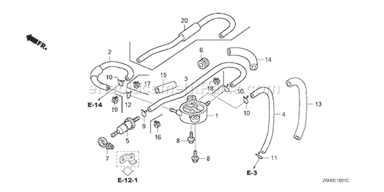 Page J Diagram and Parts List for GXV670U Type TAF2 - VIN# GJAHK-1000001 Honda Engine
