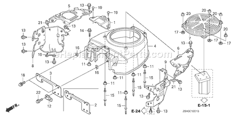 Page H Diagram and Parts List for GXV670R Type TAE2 - VIN# GJAHK-1000001 Honda Engine