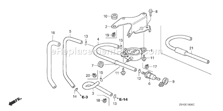 Page J Diagram and Parts List for GXV670U Type TAF4 - VIN# GJAHK-1000001 Honda Engine