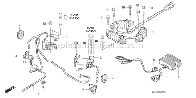 Page K Diagram and Parts List for GXV670R Type TAE2 - VIN# GJAHK-1000001 Honda Engine