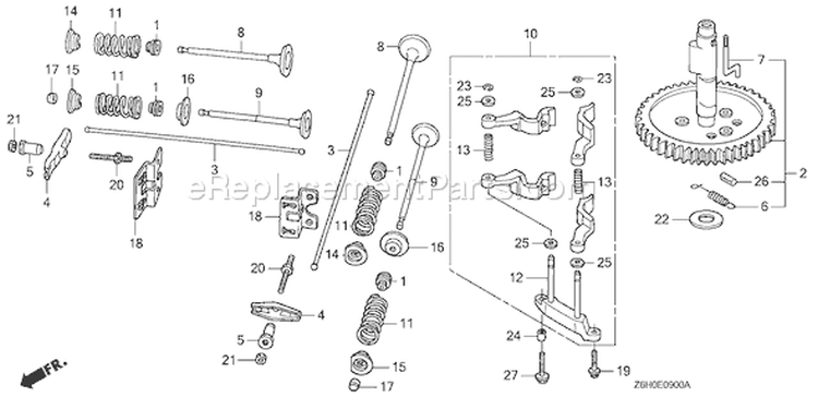 Page B Diagram and Parts List for GXV670R Type TAE2 - VIN# GJAHK-1000001 Honda Engine