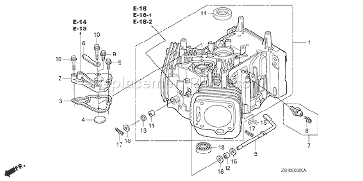 Page F Diagram and Parts List for GXV670R Type TAE2 - VIN# GJAHK-1000001 Honda Engine