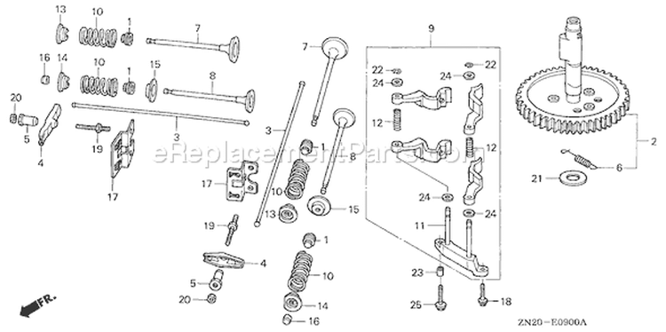 Page B Diagram and Parts List for GXV670 Type TAF - VIN# GJAH-1000001-1019999 Honda Engine