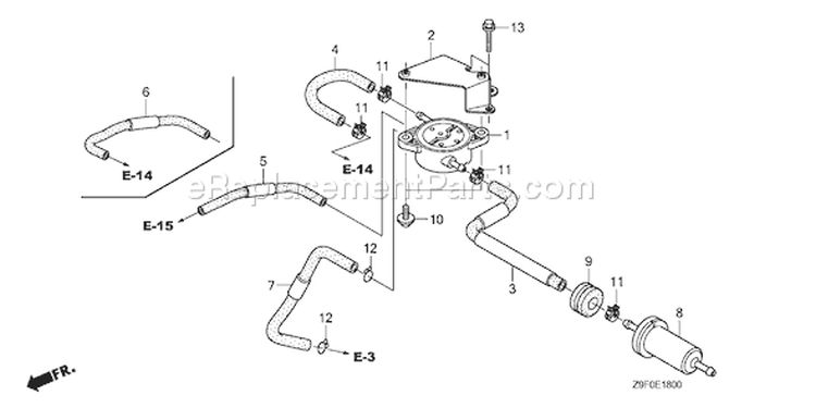Page J Diagram and Parts List for GXV690R Type TAF3 - VIN# GJARK-1000001 Honda Engine