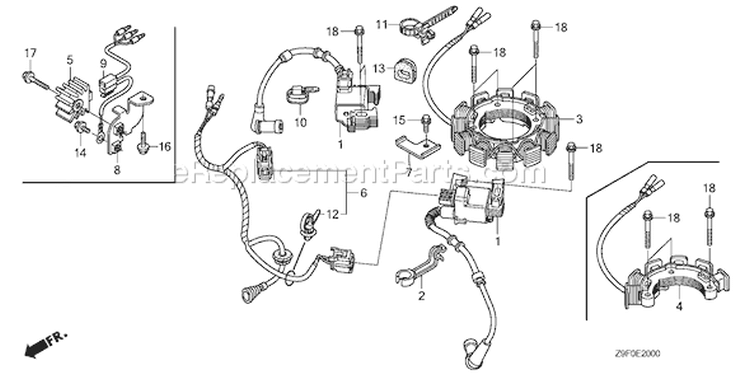 Page K Diagram and Parts List for GXV690R Type TAF3 - VIN# GJARK-1000001 Honda Engine