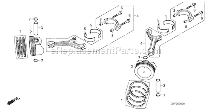 Page O Diagram and Parts List for GXV690R Type TAF3 - VIN# GJARK-1000001 Honda Engine