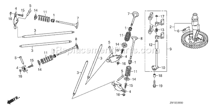 Page B Diagram and Parts List for GXV690R Type TAF3 - VIN# GJARK-1000001 Honda Engine