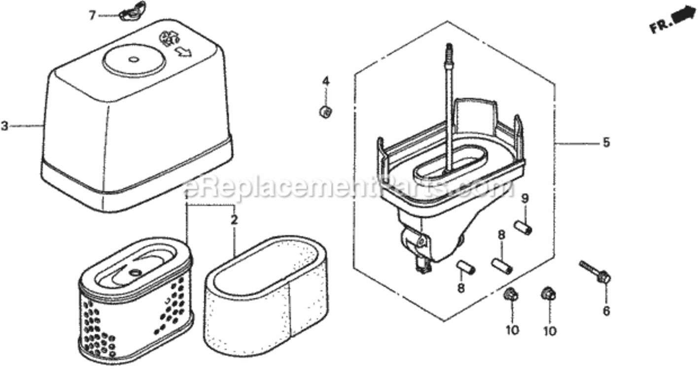 Air Cleaner K1 Diagram and Parts List for H1011HK1 Type SACVIN# MZAW-6100001 Honda Lawn Tractor