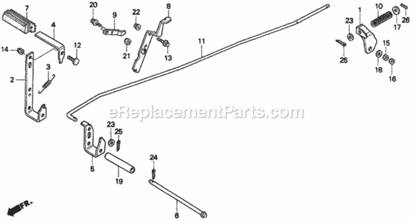 Pedal K0-K1 Diagram and Parts List for H1011HK1 Type SACVIN# MZAW-6100001 Honda Lawn Tractor