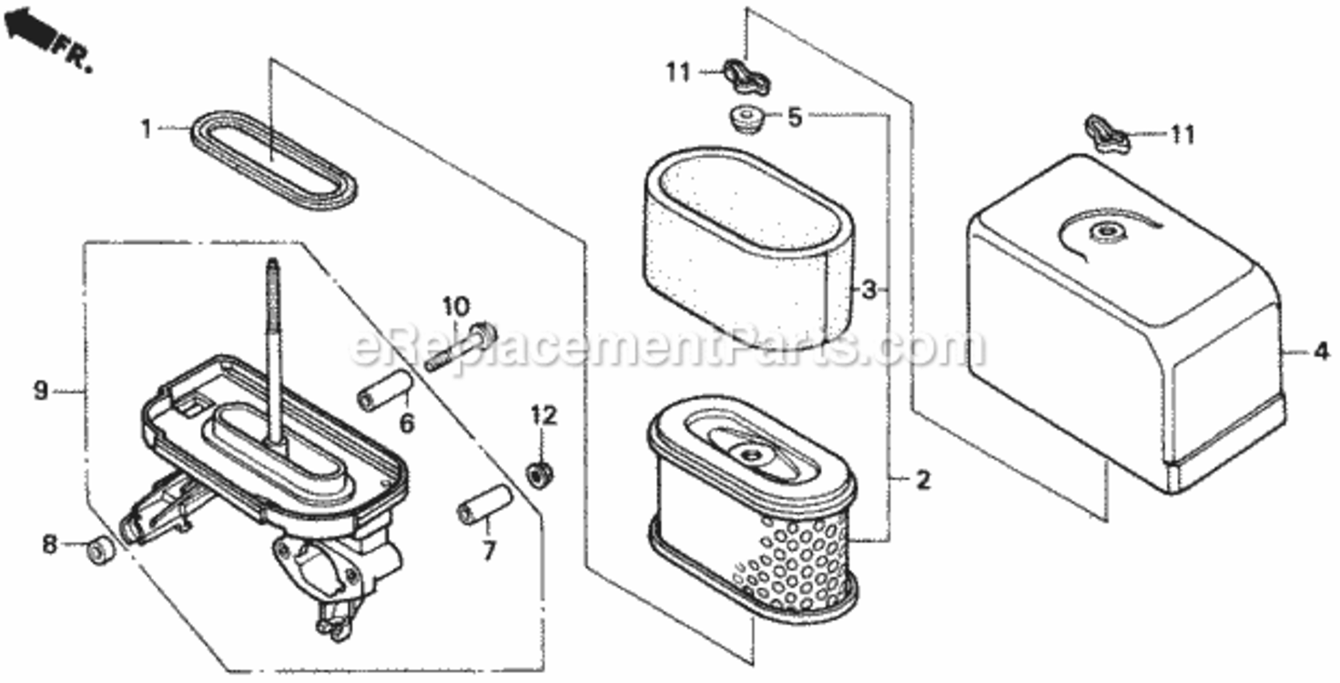 Air Cleaner K0 Diagram and Parts List for H1011 Type SAVIN# MZAW-6000001 Honda Lawn Tractor