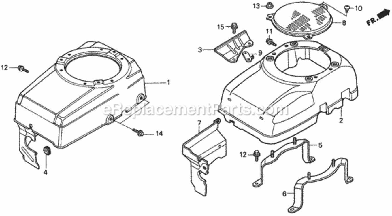 Fan Cover Diagram and Parts List for H1011 Type SAVIN# MZAW-6000001 Honda Lawn Tractor