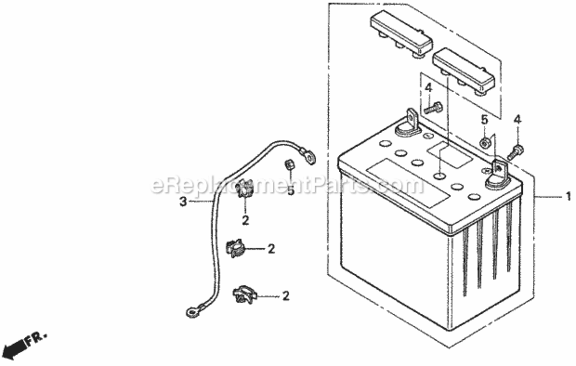 Battery Diagram and Parts List for H1011 Type SAVIN# MZAW-6000001 Honda Lawn Tractor
