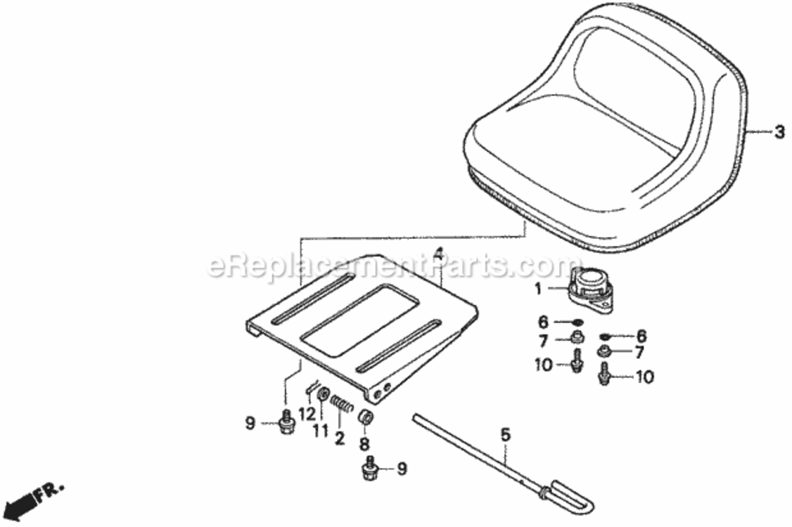 Seat Diagram and Parts List for H1011 Type SAVIN# MZAW-6000001 Honda Lawn Tractor