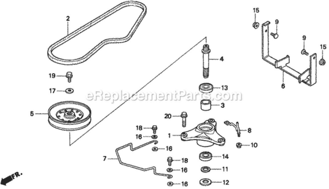 Blade Shaft Diagram and Parts List for H1011 Type SAVIN# MZAW-6000001 Honda Lawn Tractor