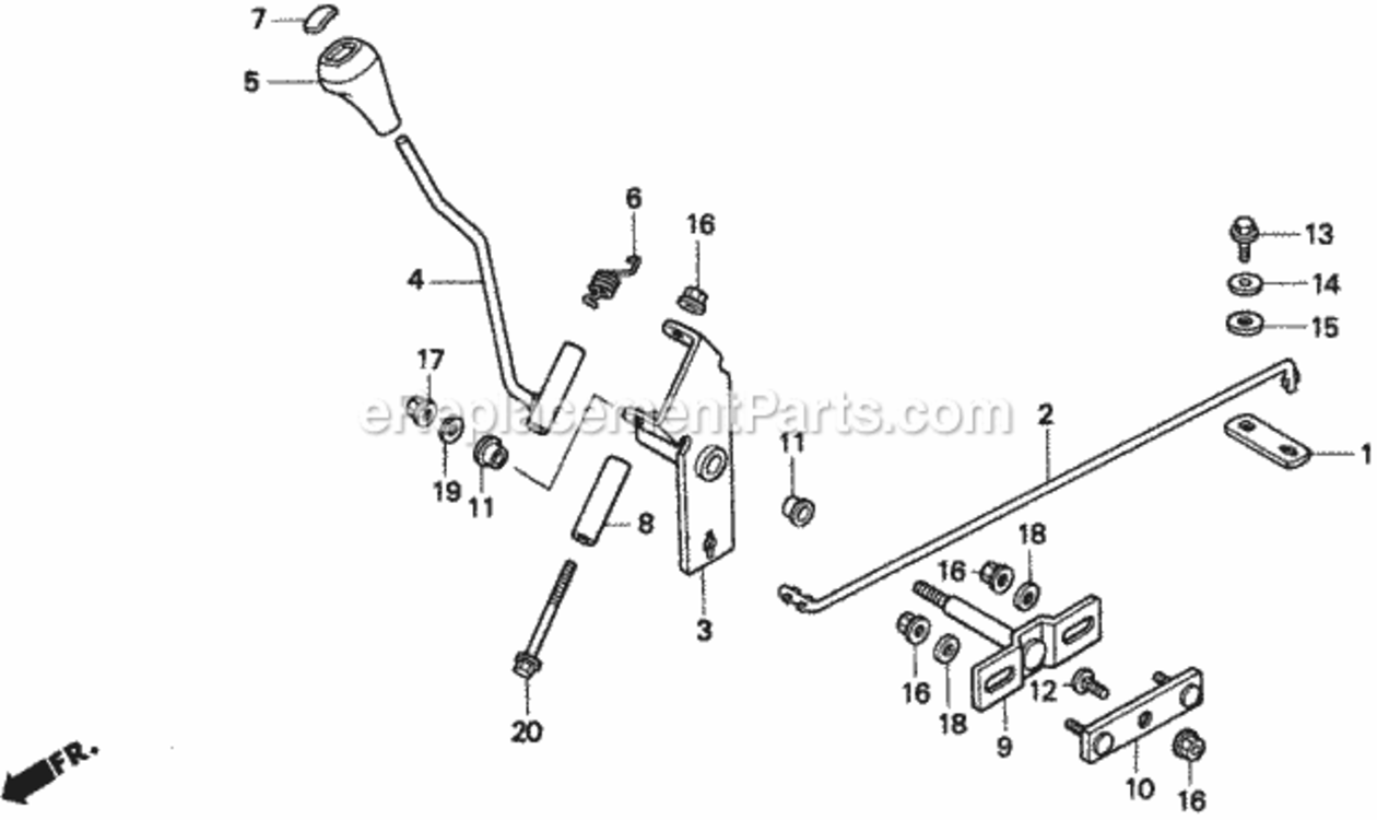 Change Lever 1 Diagram and Parts List for H1011 Type SAVIN# MZAW-6000001 Honda Lawn Tractor