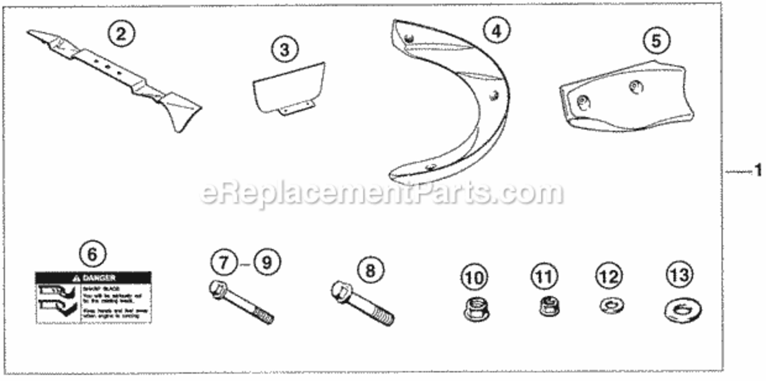 Mulching Kit Diagram and Parts List for H1011 Type SACVIN# MZAW-6000001 Honda Lawn Tractor
