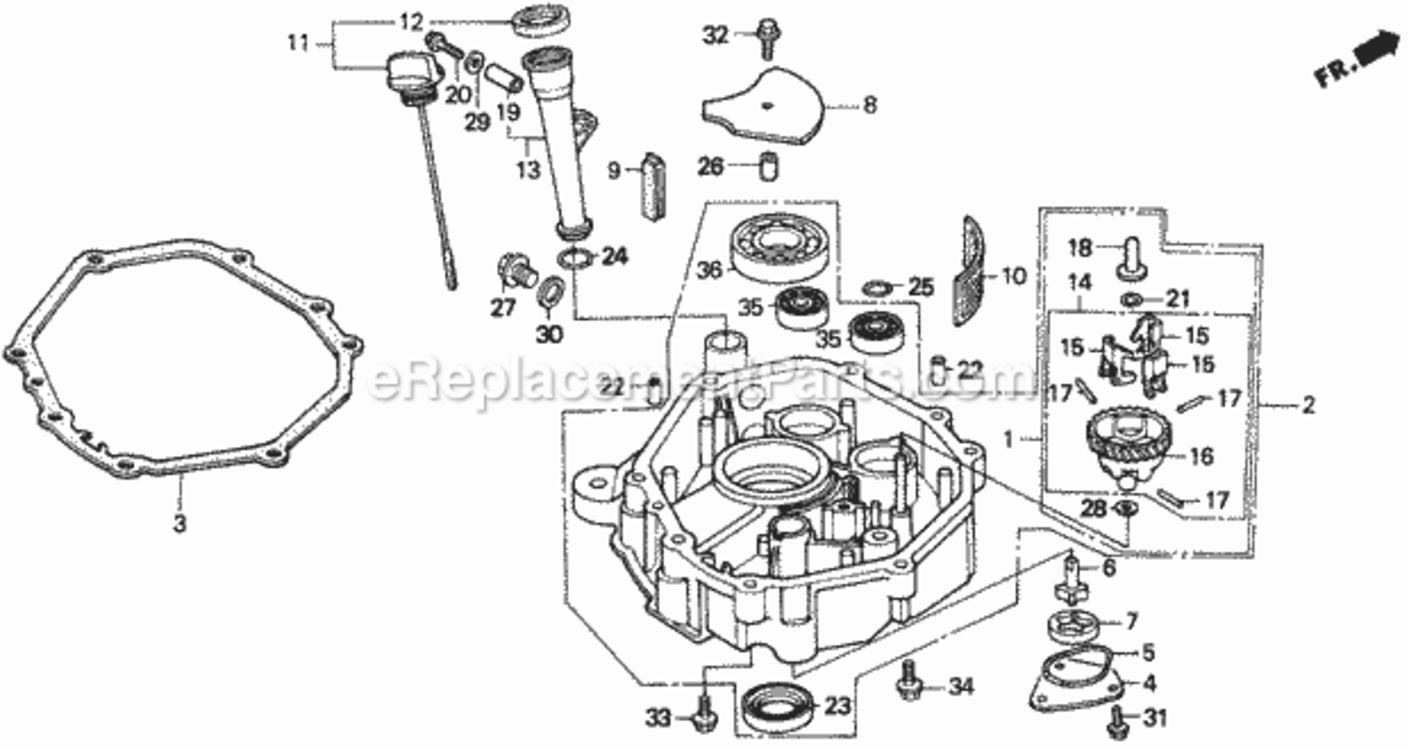 Oil Pan Diagram and Parts List for H1011 Type SACVIN# MZAW-6000001 Honda Lawn Tractor