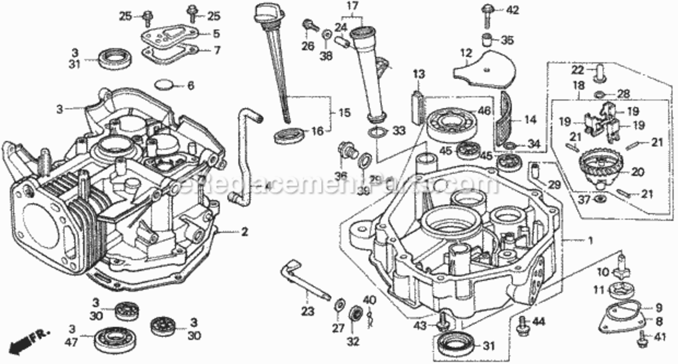 Cylinder Diagram and Parts List for H2013HK1 Type SDACVIN# MZBF-6100001 Honda Lawn Tractor