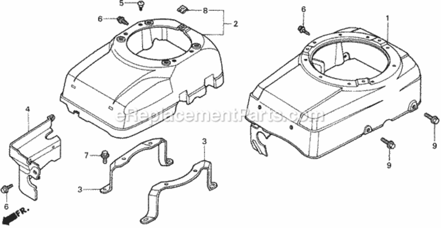 Fan Cover Diagram and Parts List for H2013HK1 Type SDACVIN# MZBF-6100001 Honda Lawn Tractor