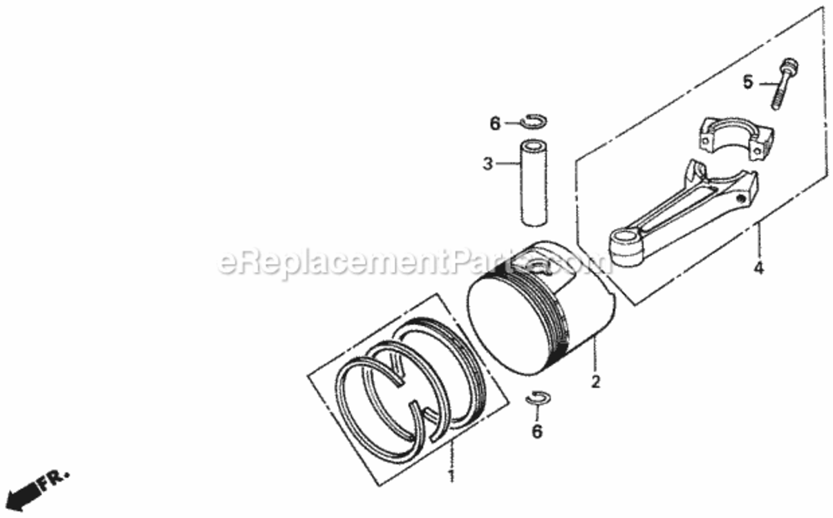 Piston Diagram and Parts List for H2013HK1 Type SDACVIN# MZBF-6100001 Honda Lawn Tractor