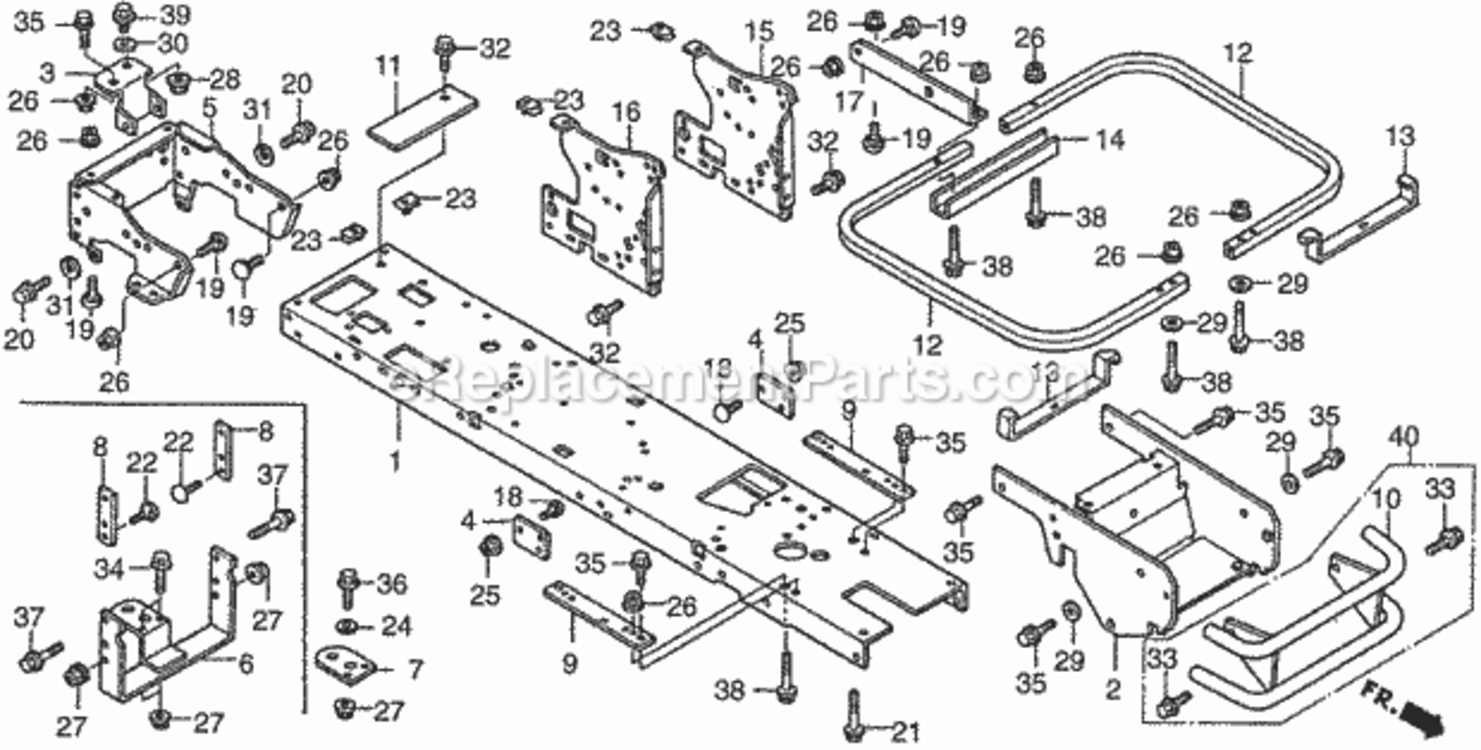 Frame Diagram and Parts List for H2013K1 Type SDACVIN# MZBF-6100001 Honda Lawn Tractor