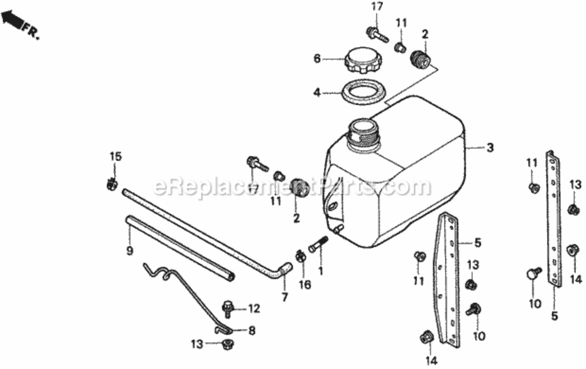 Fuel Tank And Gasket Kit Diagram and Parts List for H2013K1 Type SDACVIN# MZBF-6100001 Honda Lawn Tractor